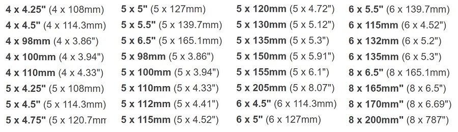 Nissan Pathfinder Bolt Pattern Chart